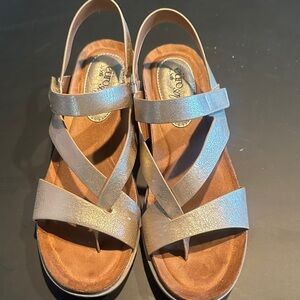 Metallic Taupe Women's Strappy Sandals